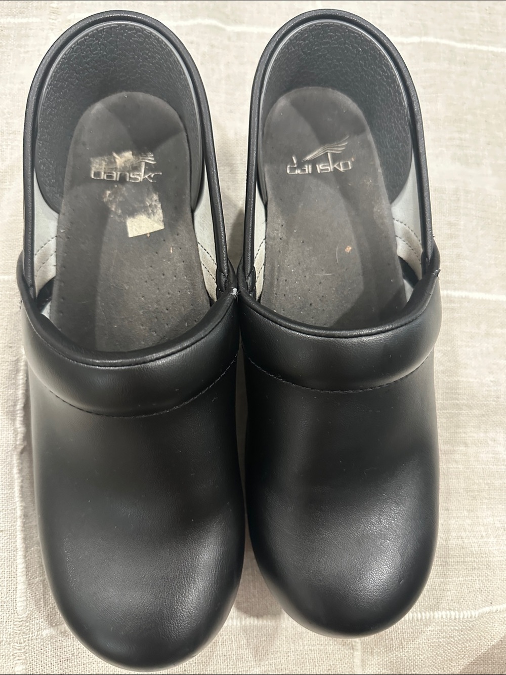 Dansko Black Leather Slip-On Clogs for Women